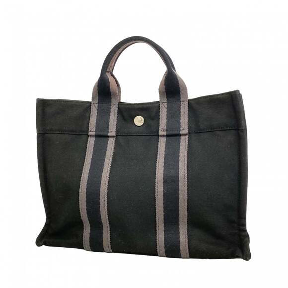 HERMES Handbags - Hermes Fourre-Tout PM Canvas Tote Bag, Black, for Men and Women
